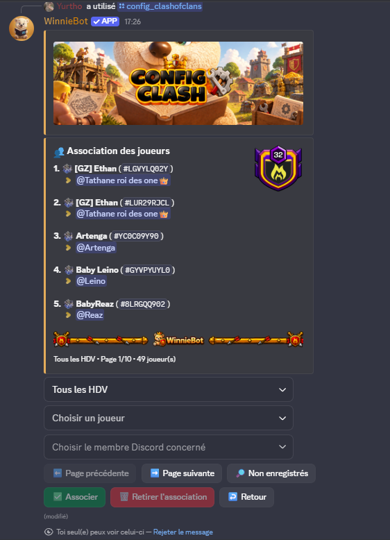 Gestion des associations entre joueurs Clash et membres Discord